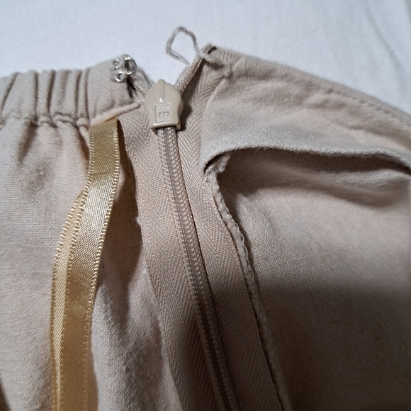 BLAIR Vintage Khaki Embroidered Linen Cotton Blend Skirt Size Large - Picture 11 of 13